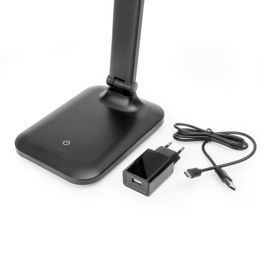 Dimmbare LED-Tischleuchte mit Touch-Funktion und kabelloser Aufladung und USB-Anschluss REMUS LED/5W/230V schwarz