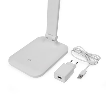 Dimmbare LED-Tischleuchte mit Touch-Funktion und kabelloser Aufladung und USB-Anschluss REMUS LED/5W/230V weiß