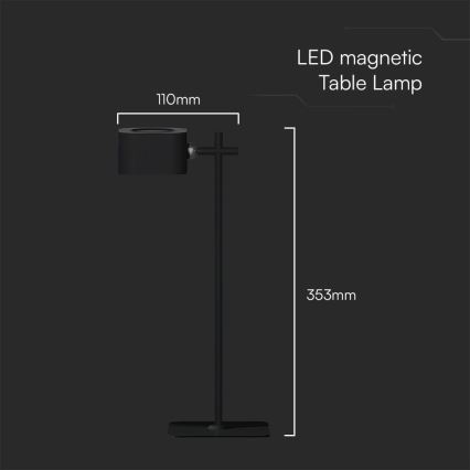 Magnetische LED-Tischleuchte mit Dimm- und Ladefunktion 4in1 LED/3W/5V 3000-6000K 1800 mAh schwarz