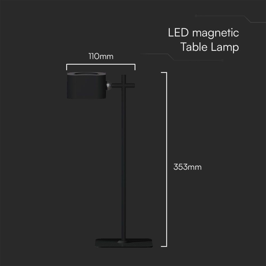 Magnetische LED-Tischleuchte mit Dimm- und Ladefunktion 4in1 LED/3W/5V 3000-6000K 1800 mAh schwarz