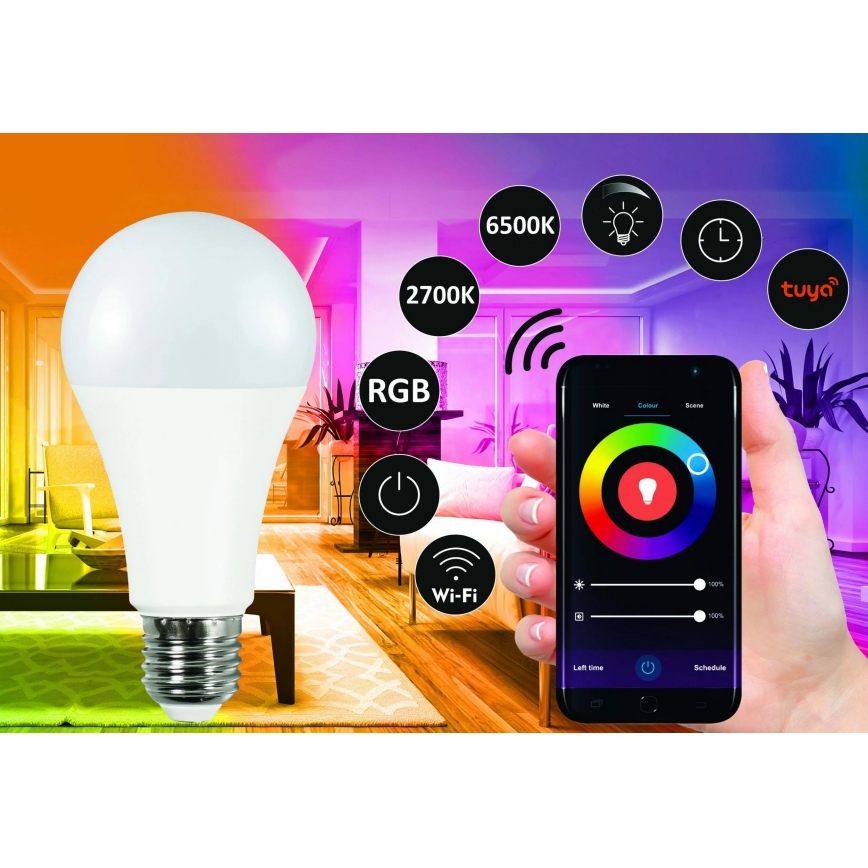 Dimmbare RGBW-LED-Glühlampe A65 E27/11W/230V 2700-6500K Wi-Fi Tuya
