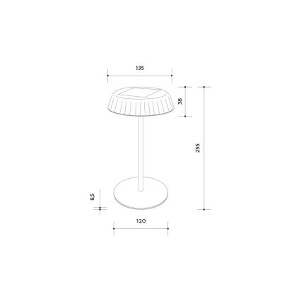 Dimmbare, solaraufladbare LED-Tischlampe VIVIEN LED/3W/5V 2700K 1600 mAh IP54 weiß