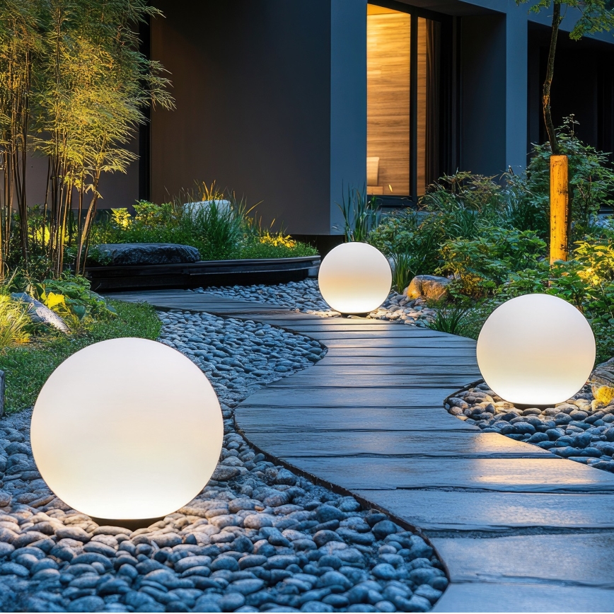 Dimmbare Solarleuchte (LED RGB) GARDEN BALL LED/5W/3,7V 3000K IP54 d 30 cm + Fernbedienung