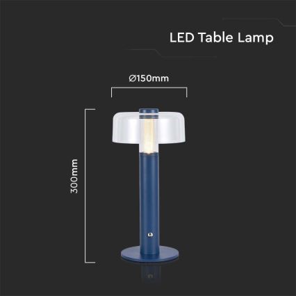 Dimmbare aufladbare LED-Touch-Tischleuchte LED/1W/5V 3000K 1800 mAh blau