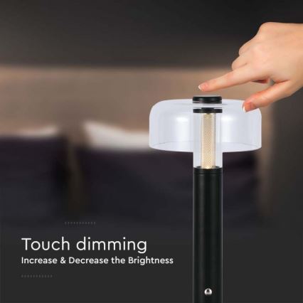 Dimmbare aufladbare LED-Touch-Tischleuchte LED/1W/5V 3000K 1800 mAh schwarz