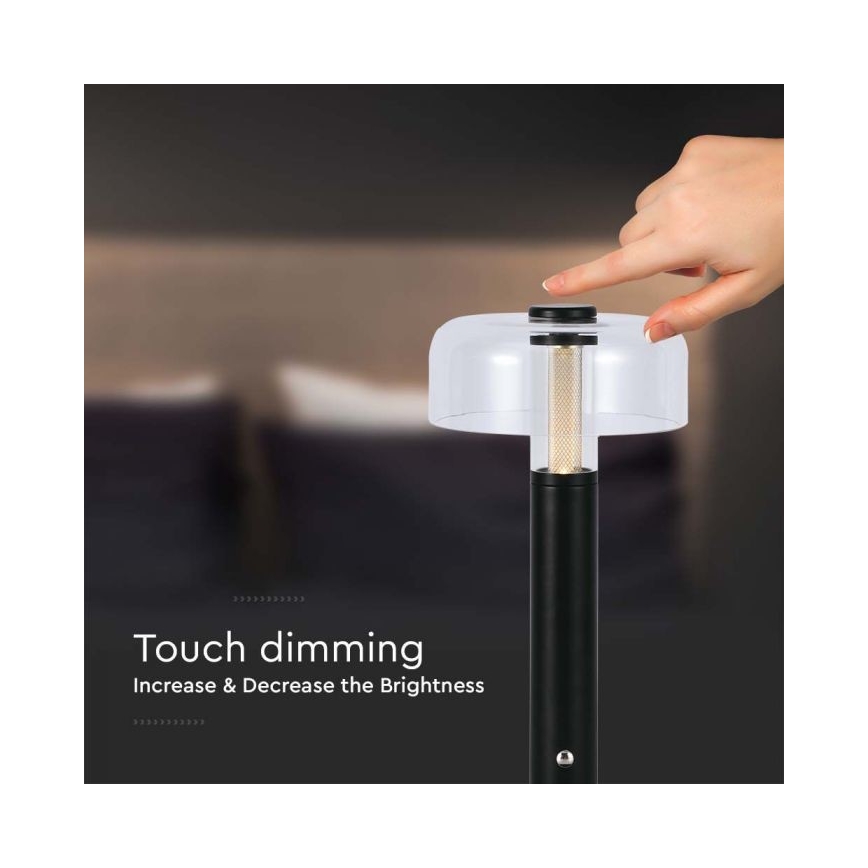 Dimmbare aufladbare LED-Touch-Tischleuchte LED/1W/5V 3000K 1800 mAh schwarz