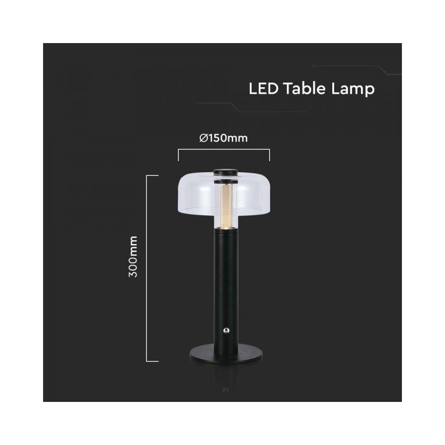 Dimmbare aufladbare LED-Touch-Tischleuchte LED/1W/5V 3000K 1800 mAh schwarz