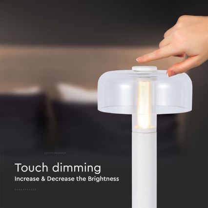 Dimmbare aufladbare LED-Touch-Tischleuchte LED/1W/5V 3000K 1800 mAh weiß