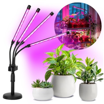 Dimmbare und flexible LED-Tischleuchte für die Pflanzenzucht VITARO 4xLED/10W/230V schwarz