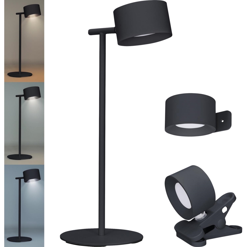 Dimmbare wiederaufladbare LED-Leuchte mit Touch-Funktion 3in1 LED/4W/2000 mAh 3000/4000/6500K schwarz