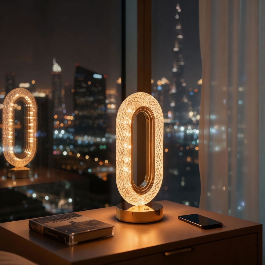 LED-dimmbare, wiederaufladbare Tischlampe DUBAI LED/2W/5V 2700K/4000K/6500K 400 mAh goldfarben