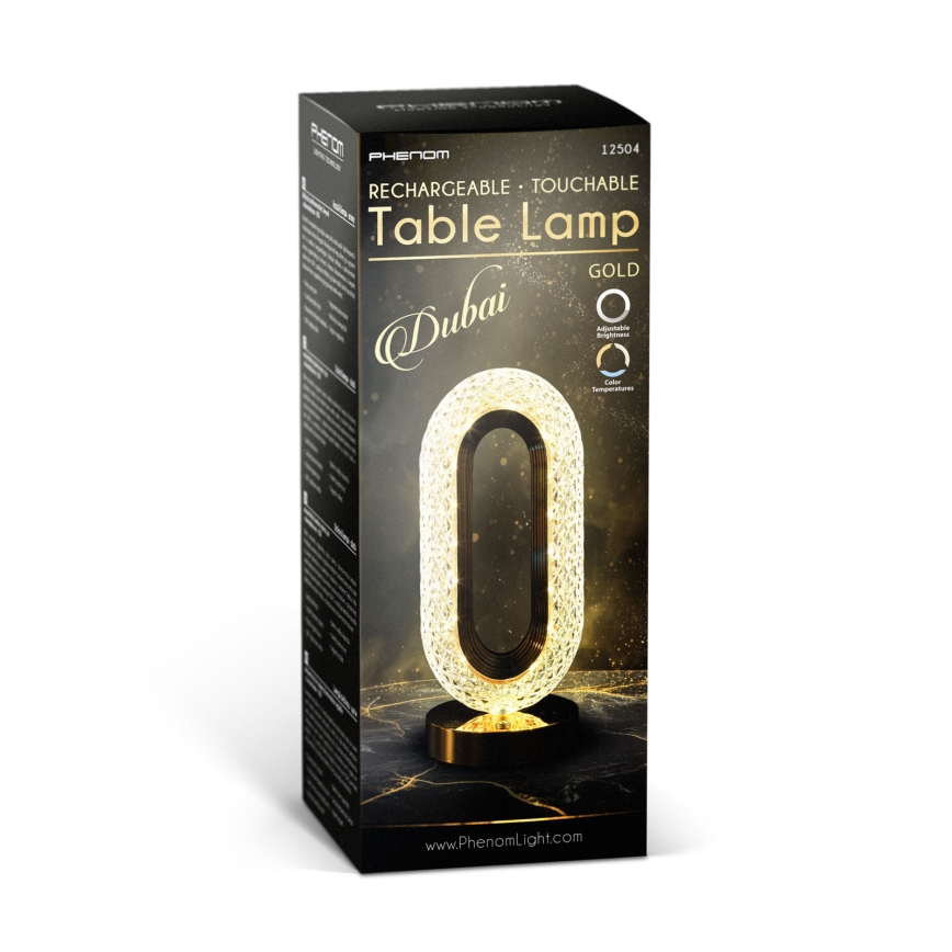 LED-dimmbare, wiederaufladbare Tischlampe DUBAI LED/2W/5V 2700K/4000K/6500K 400 mAh goldfarben