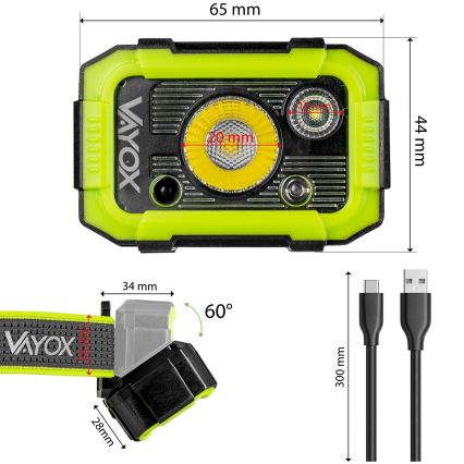 Dimmbare, wiederaufladbare LED-Stirnlampe mit Sensor LED/10W/5V IP66 750 lm 1500 mAh