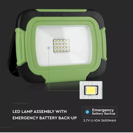 Dimmbarer, aufladbarer LED-Strahler SAMSUNG CHIP + Funktion SOS LED/20W/3,7V/USB IP44 4000K 7200 mAh grün