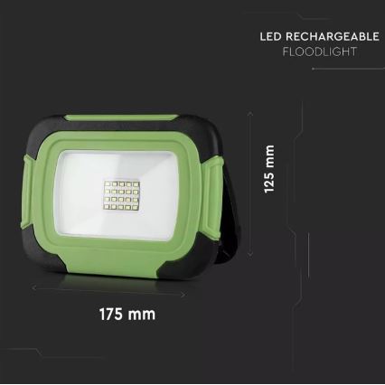 Dimmbarer, aufladbarer LED-Strahler SAMSUNG CHIP + Funktion SOS LED/20W/3,7V/USB IP44 4000K 7200 mAh grün