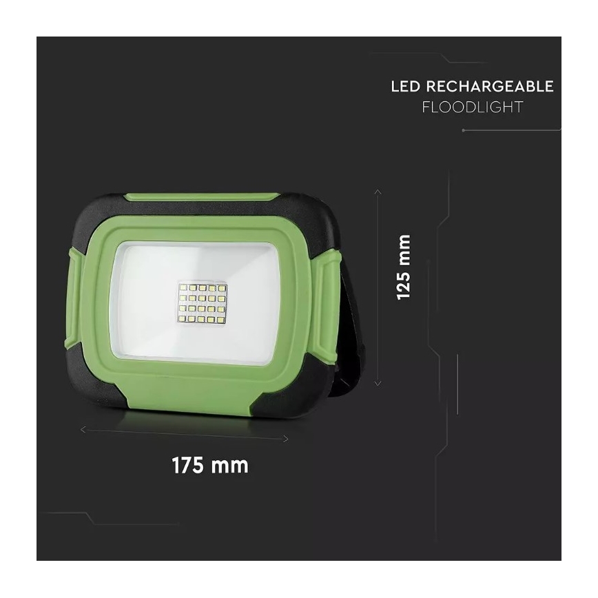 Dimmbarer, aufladbarer LED-Strahler SAMSUNG CHIP + Funktion SOS LED/20W/3,7V/USB IP44 4000K 7200 mAh grün