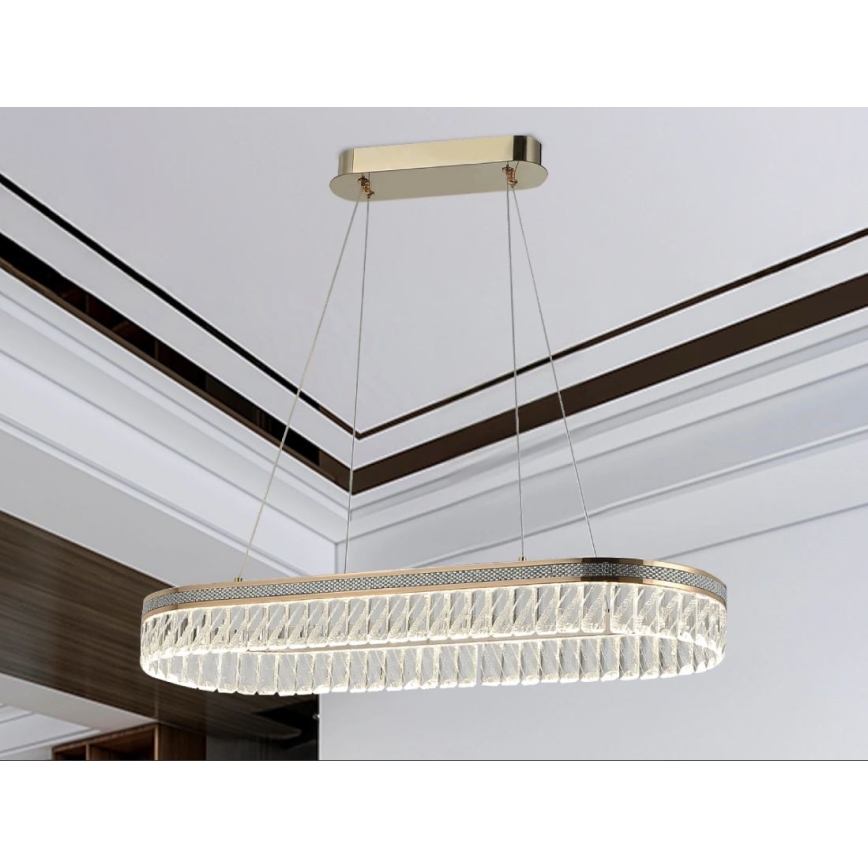 LED dimmbarer Kristall-Kronleuchter an Drahtseil THALIA LED/50W/230V 3000-6000K + Fernbedienung