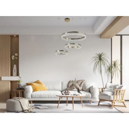 LED-dimmbarer Kristall-Pendelleuchter an Seil THALIA LED/120W/230V 3000-6000K + Fernbedienung