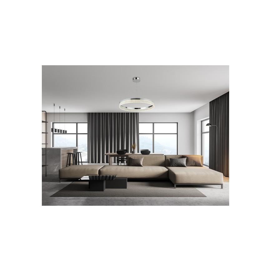 LED-dimmbarer Kristall-Kronleuchter an Stahlseil THALIA LED/55W/230V 3000-6000K Ø 80 cm + Fernbedienung