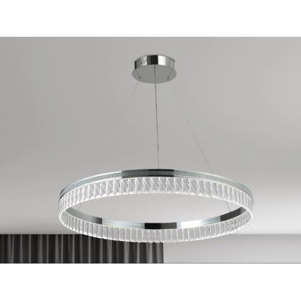 LED-dimmbarer Kristall-Kronleuchter an Stahlseil THALIA LED/55W/230V 3000-6000K Ø 80 cm + Fernbedienung