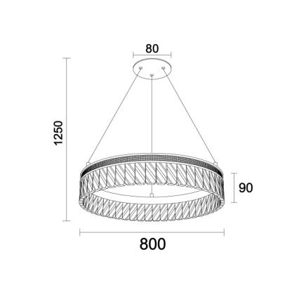 LED-dimmbarer Kristall-Kronleuchter an Stahlseil THALIA LED/55W/230V 3000-6000K Ø 80 cm + Fernbedienung