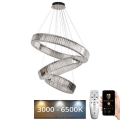 Dimmbarer LED-Kristallkronleuchter an einer Aufhängung LED/115W/230V 3000-6500K glänzendes Chrom + Fernbedienung