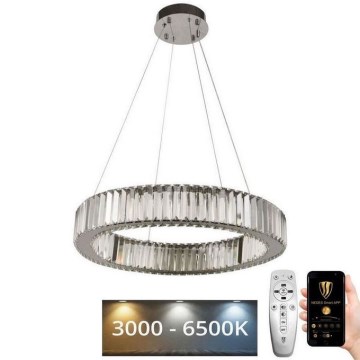 Dimmbarer LED-Kristallkronleuchter an einer Aufhängung LED/40W/230V 3000-6500K glänzendes Chrom + Fernbedienung