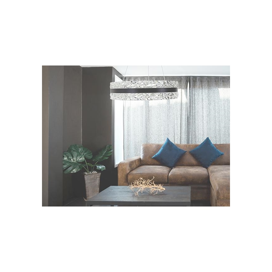 Dimmbarer LED-Kristallkronleuchter an Aufhängung LED/80W/230V 3000-6500K schwarz + Fernbedienung