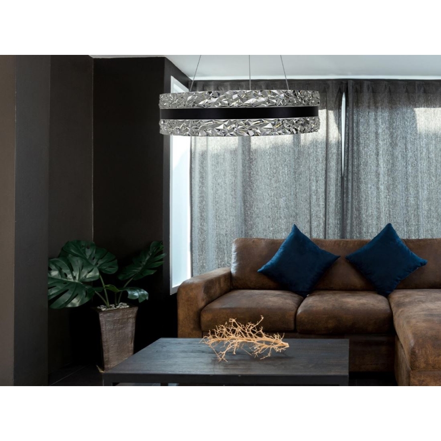 Dimmbarer LED-Kristallkronleuchter an Aufhängung LED/80W/230V 3000-6500K schwarz + Fernbedienung