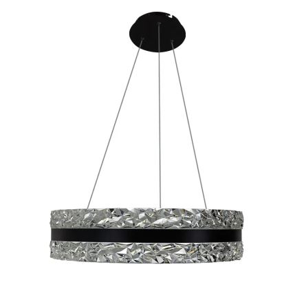 Dimmbarer LED-Kristallkronleuchter an Aufhängung LED/80W/230V 3000-6500K schwarz + Fernbedienung