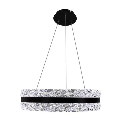 Dimmbarer LED-Kristallkronleuchter an Aufhängung LED/80W/230V 3000-6500K schwarz + Fernbedienung