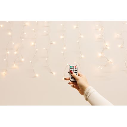 Dimmbarer LED-Outdoor-Weihnachtslichtervorhang CURTAIN 360xLED/8,4W/230V 2x2 m IP44 warmweiβ + Fernbedienung