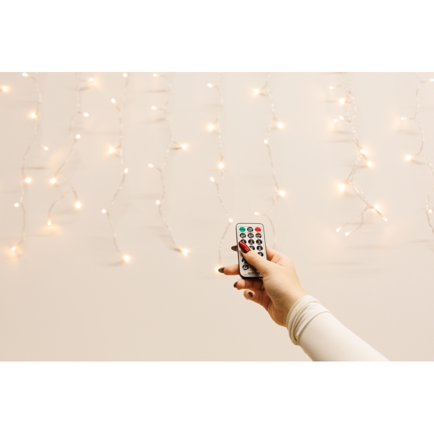 Dimmbarer LED-Outdoor-Weihnachtslichtervorhang CURTAIN 360xLED/8,4W/230V 2x2 m IP44 warmweiβ + Fernbedienung