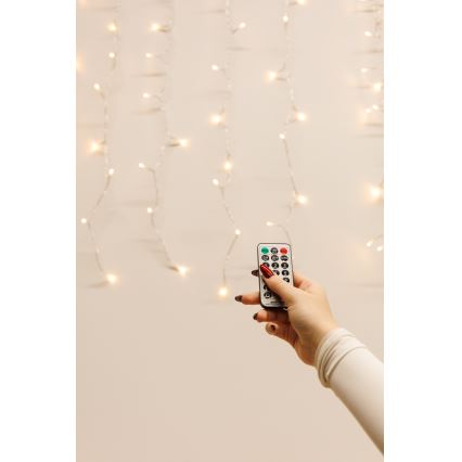 Dimmbarer LED-Outdoor-Weihnachtslichtervorhang CURTAIN 360xLED/8,4W/230V 2x2 m IP44 warmweiβ + Fernbedienung