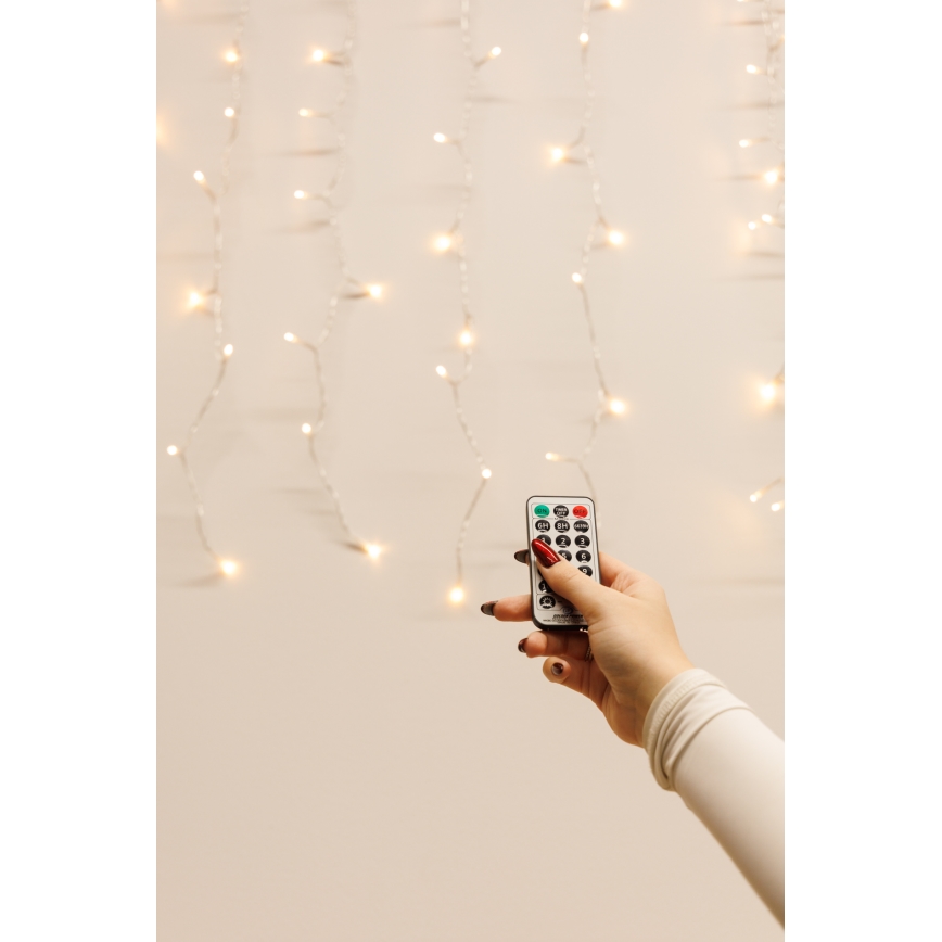 Dimmbarer LED-Outdoor-Weihnachtslichtervorhang CURTAIN 360xLED/8,4W/230V 2x2 m IP44 warmweiβ + Fernbedienung