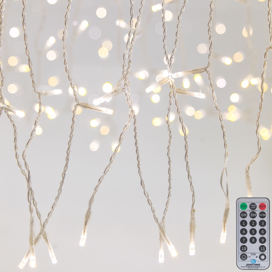 Dimmbarer LED-Outdoor-Weihnachtslichtervorhang CURTAIN 360xLED/8,4W/230V 2x2 m IP44 warmweiβ + Fernbedienung