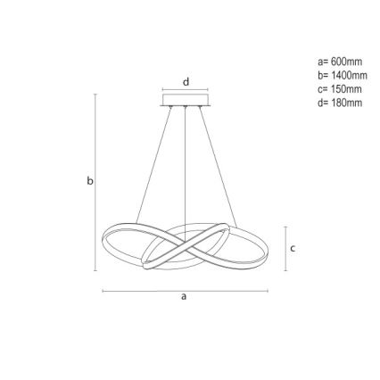 LED-dimmbare Pendelleuchte an Kabel LED/85W/230V 3000-6500K Ø 60 cm + Fernbedienung