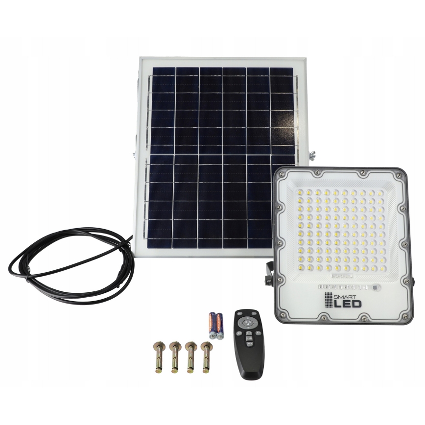 Dimmbarer LED-Solarstrahler LED/100W/3,2V 5000K 10500 mAh IP65 schwarz + Fernbedienung