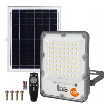 Dimmbarer LED-Solarstrahler LED/100W/3,2V 5000K 10500 mAh IP65 schwarz + Fernbedienung