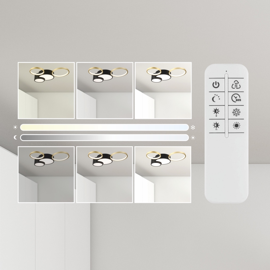 Dimmbares Deckenleuchte ALIZEE LED/30W/230V 3000-6500K Schwarz/Gold