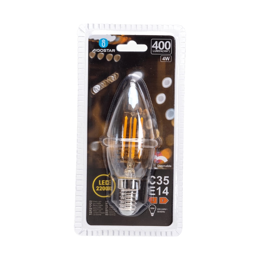 Dimmbares LED-Leuchtmittel FILAMENT C35 E14/4W/230V 2200K - Aigostar