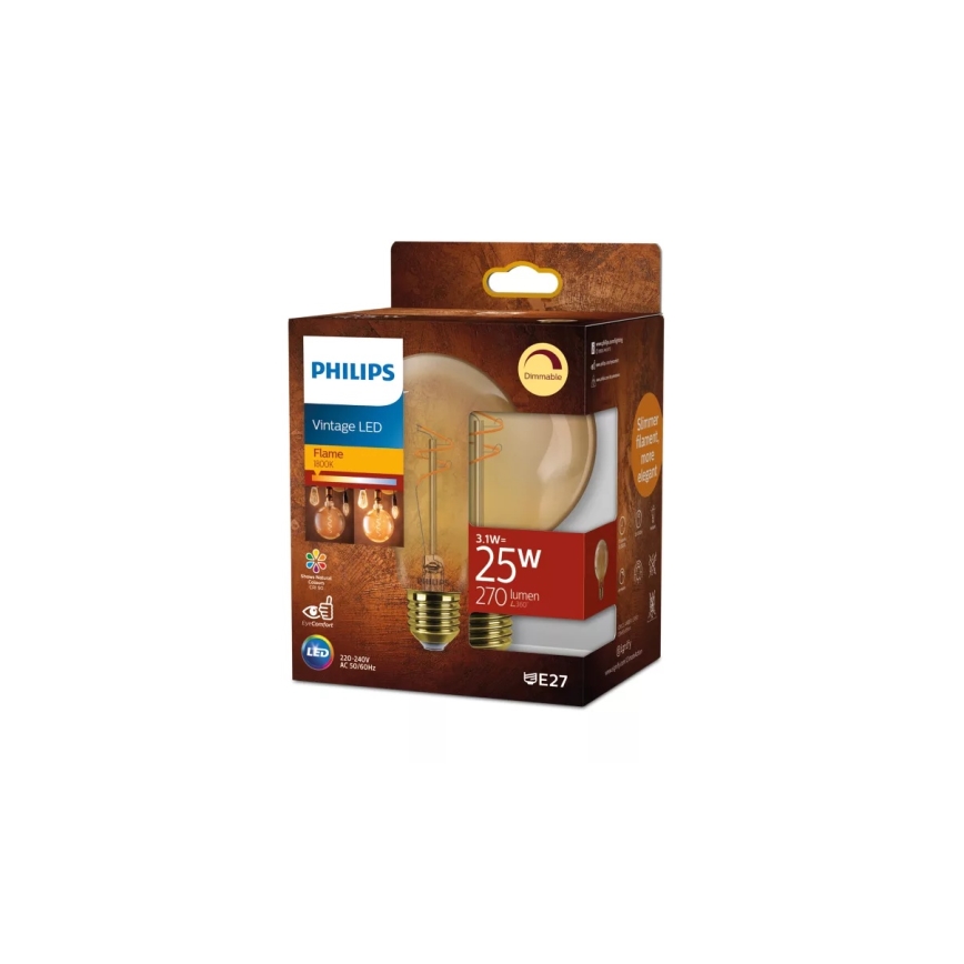 Dimmbares LED-Vintage-Leuchtmittel Philips G95 E27/3,1W/230V 1800K