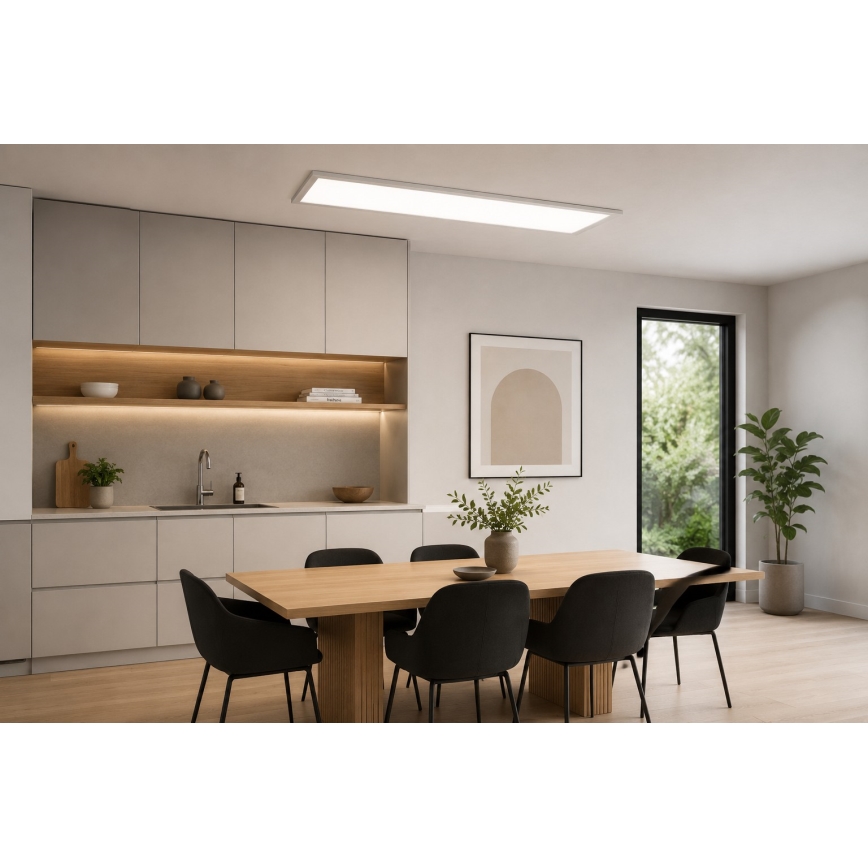 LED RGBW dimmbares Aufbaupanel LED/13,5W/230V 3000-6500K 29,5x59,5 cm silber + Fernbedienung