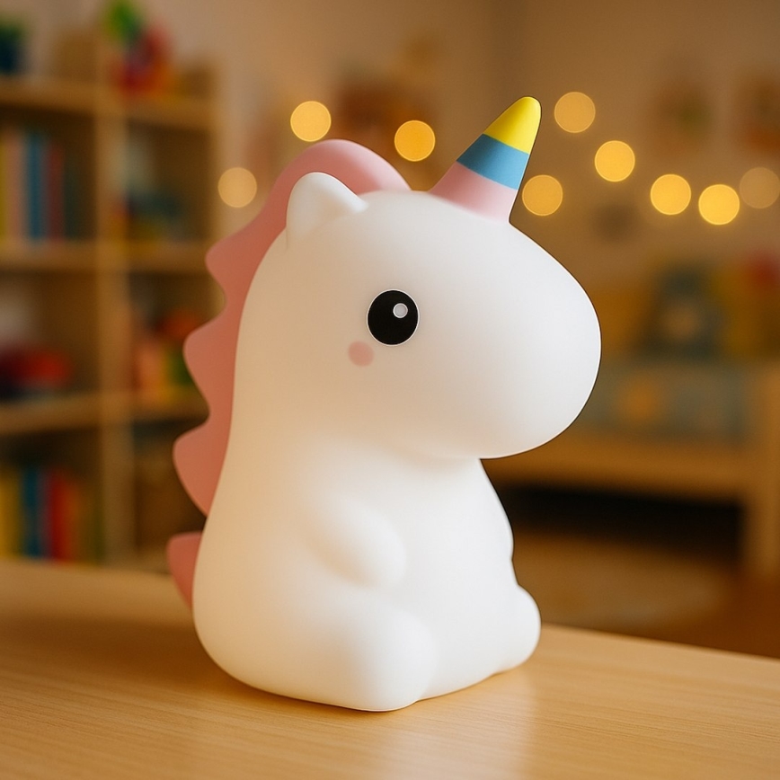 LED RGBW dimmbares, wiederaufladbares, berührungsgesteuertes Kinder-Nachtlicht UNICORN LED/1W/5V 1200 mAh