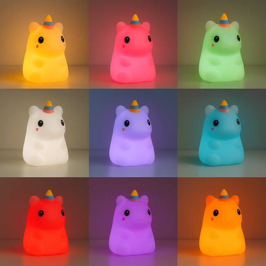 LED RGBW dimmbares, wiederaufladbares, berührungsgesteuertes Kinder-Nachtlicht UNICORN LED/1W/5V 1200 mAh