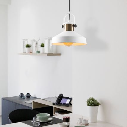 DODO Hängeleuchte mit Seilaufhängung, 1x E27/40W/230V, weiß/bronze