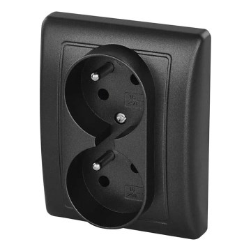 Doppel-Haushaltssteckdose 250V/16A anthrazit