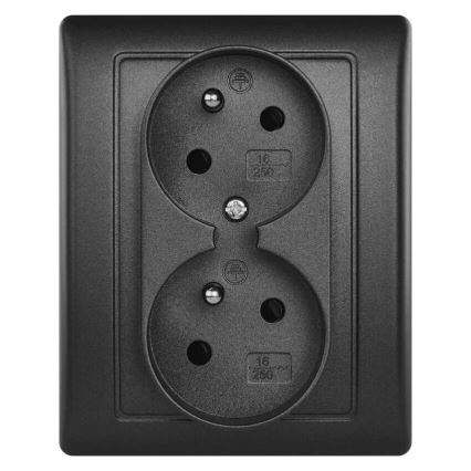 Doppel-Haushaltssteckdose 250V/16A anthrazit