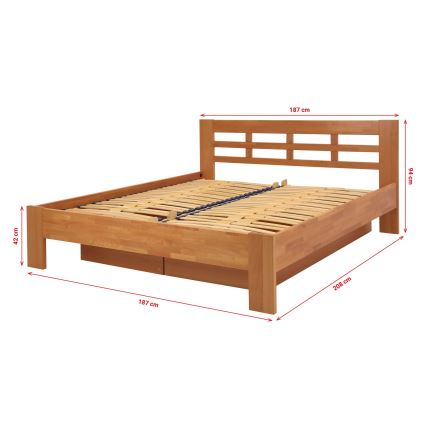 Doppelbett aus Massivholz mit Stauraum ANGELA 180x200 cm Walnuss