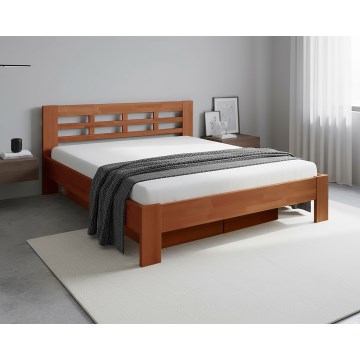 Doppelbett aus Massivholz mit Stauraum ANGELA 180x200 cm Zwetschge